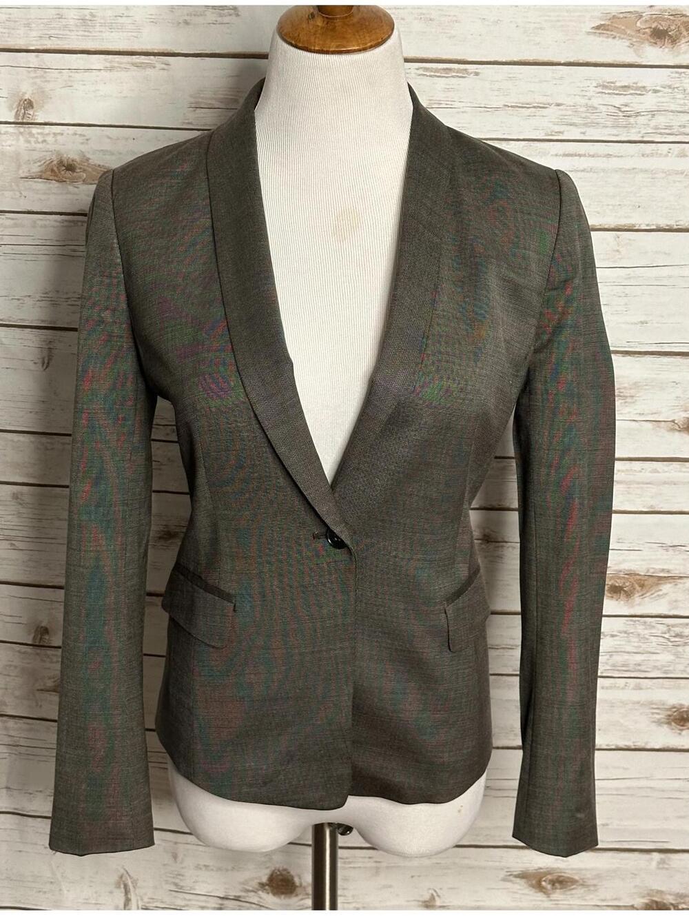 Ann Taylor taupe/brown wool-blend tailored tuxedo-inspired blazer Size 8P